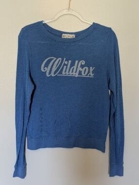 Wildfox Logo Long Sleeve Pullover Blue XS